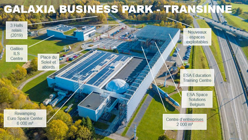 Galaxia Business Park, centre spatial belge avec support, incubateur, etc.
