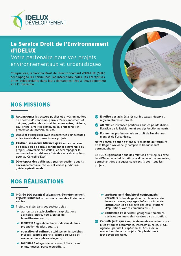 Sécuriser vos projets environnementaux et urbanistiques : Téléchargez la plaquette du service Droit de l&rsquo;environnement d&rsquo;IDELUX